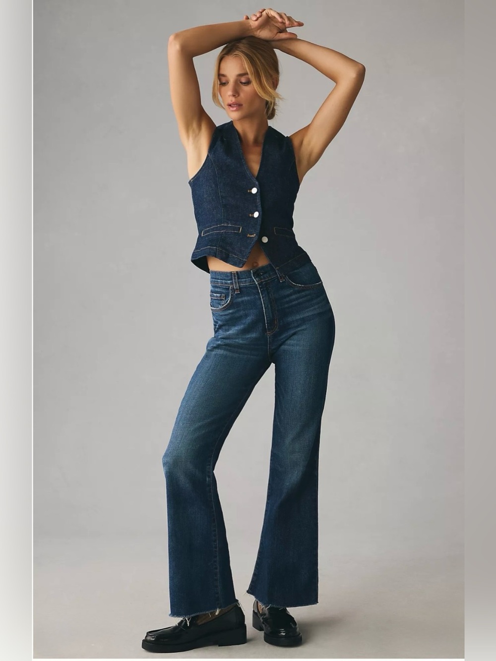 ASKK NY The Geek High Rise Kick Flare Jeans 27 Auburn Japanese Denim Made USA